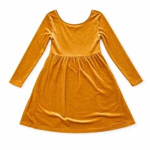 Old Navy Girls Mustard Yellow Velvet Long Sleeve Dress Size 6/7